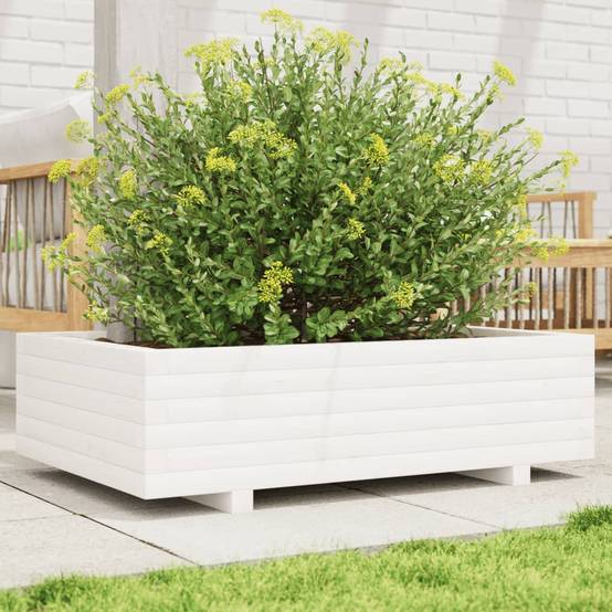 Maison Chic - Jardinière | Pot de fleurs | Cache-pot | Bac à fleurs blanc 90x60x26,5 cm bois de pin massif - Image 2