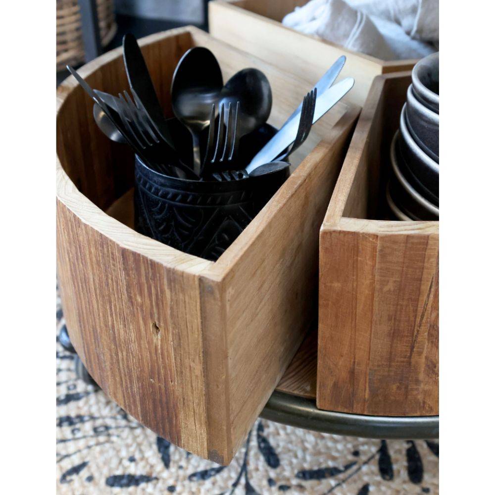 Chemin De Campagne - Etagère sur roues en bois recyclé marron et fer noir Ø.60 x Ht.160.5cm Chemin de campagne - Image 4