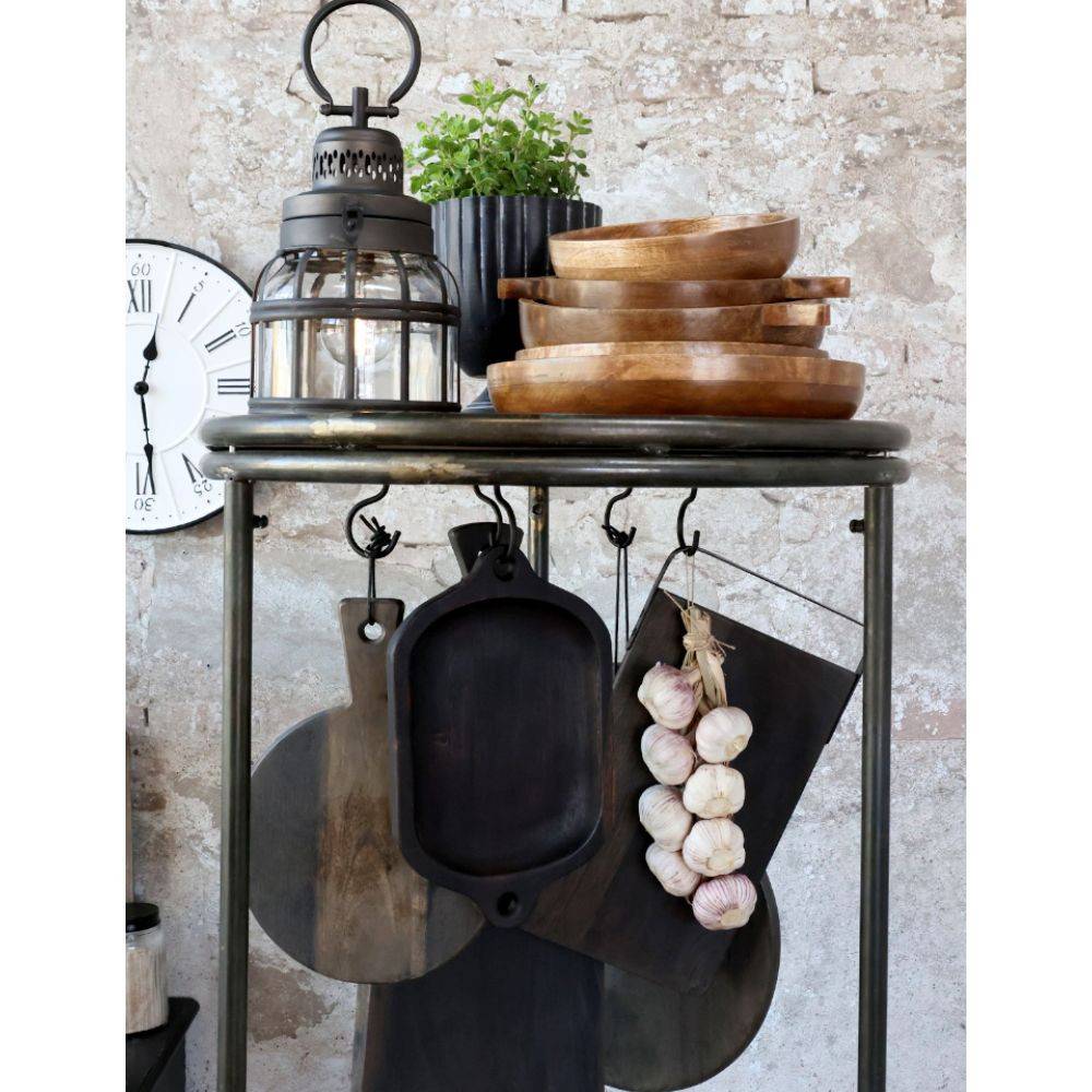 Chemin De Campagne - Etagère sur roues en bois recyclé marron et fer noir Ø.60 x Ht.160.5cm Chemin de campagne - Image 7