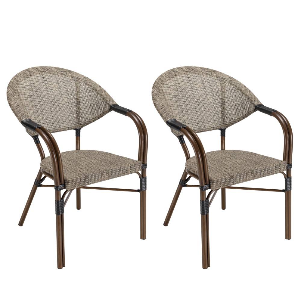 Macabane - VIANNEY - Ensemble de jardin -table 70x70cm et 2 chaises grises - Image 6