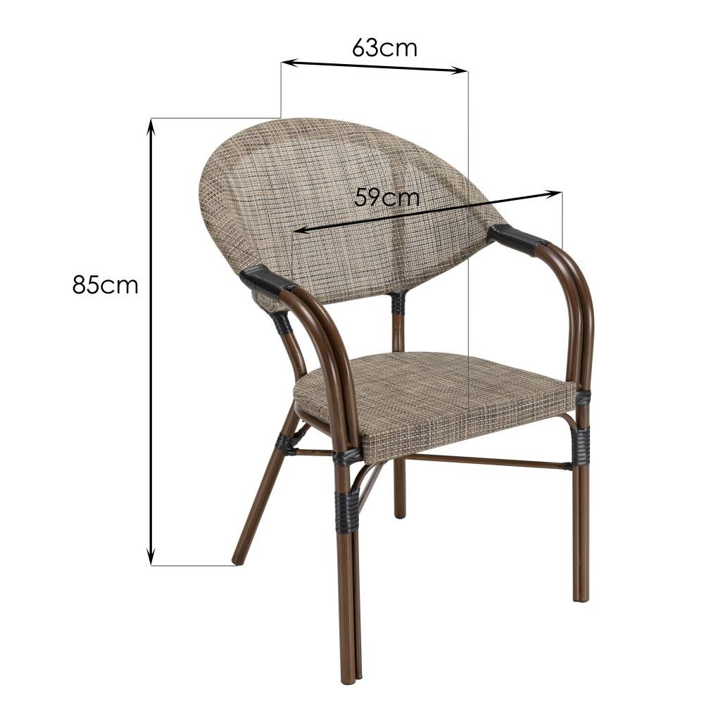 Macabane - VIANNEY - Ensemble de jardin -table 70x70cm et 2 chaises grises - Image 7
