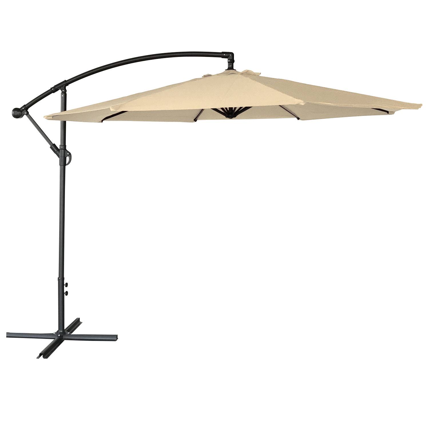 Parasol déporté OAHU rond 3,50m de diamètre beige - HAPPY GARDEN - Image 1