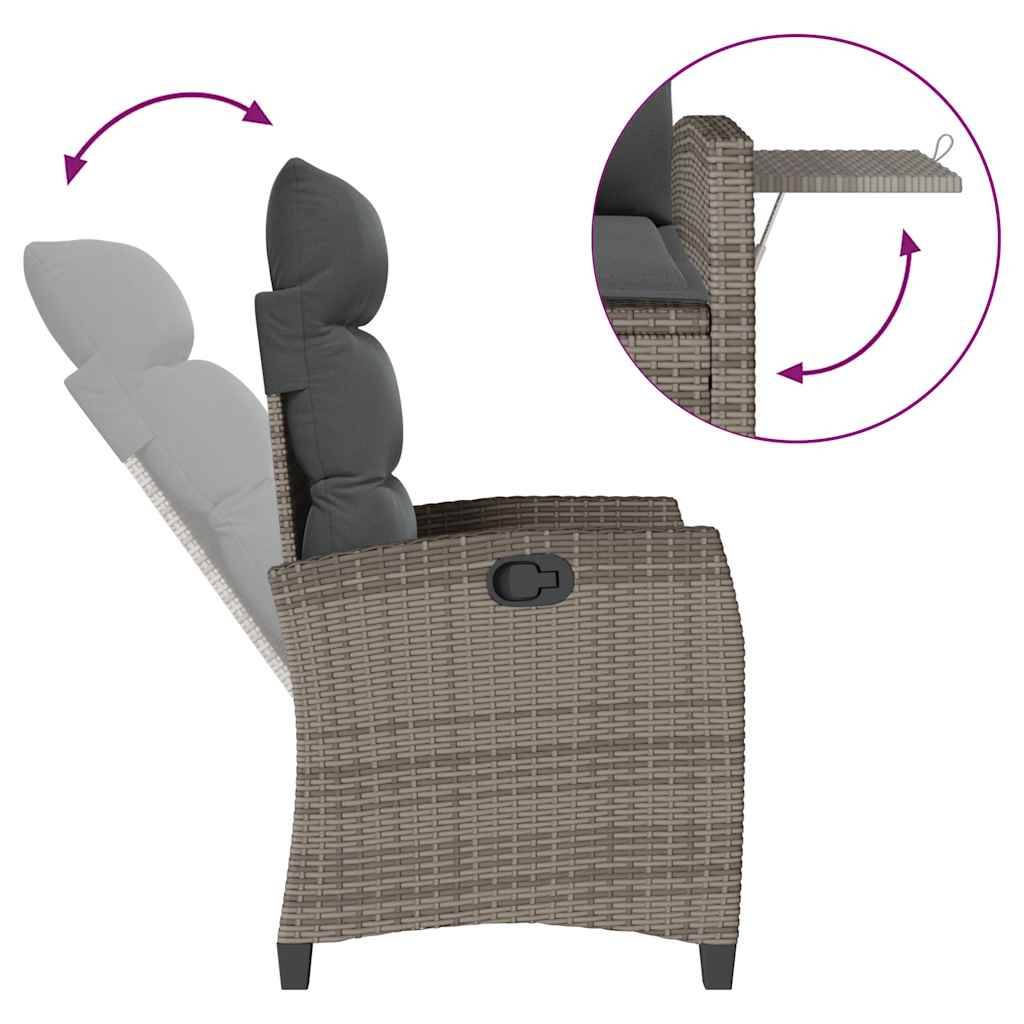 ComfortXL - Fauteuil relax de jardin en résine tressée inclinable avec table d'appoint pour terrasse balcon Gris – ComfortXL Outdoor Living - Image 8