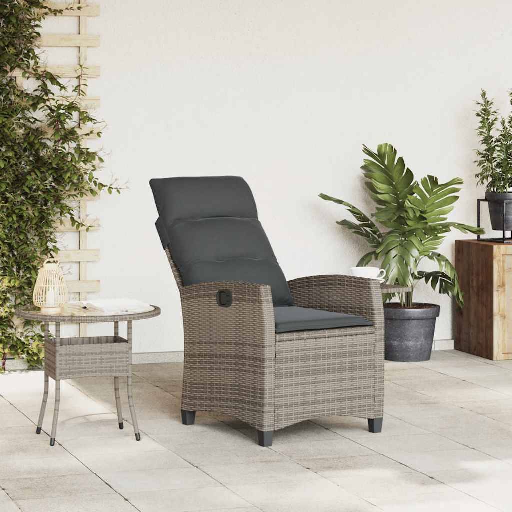 ComfortXL - Fauteuil relax de jardin en résine tressée inclinable avec table d'appoint pour terrasse balcon Gris – ComfortXL Outdoor Living - Image 3