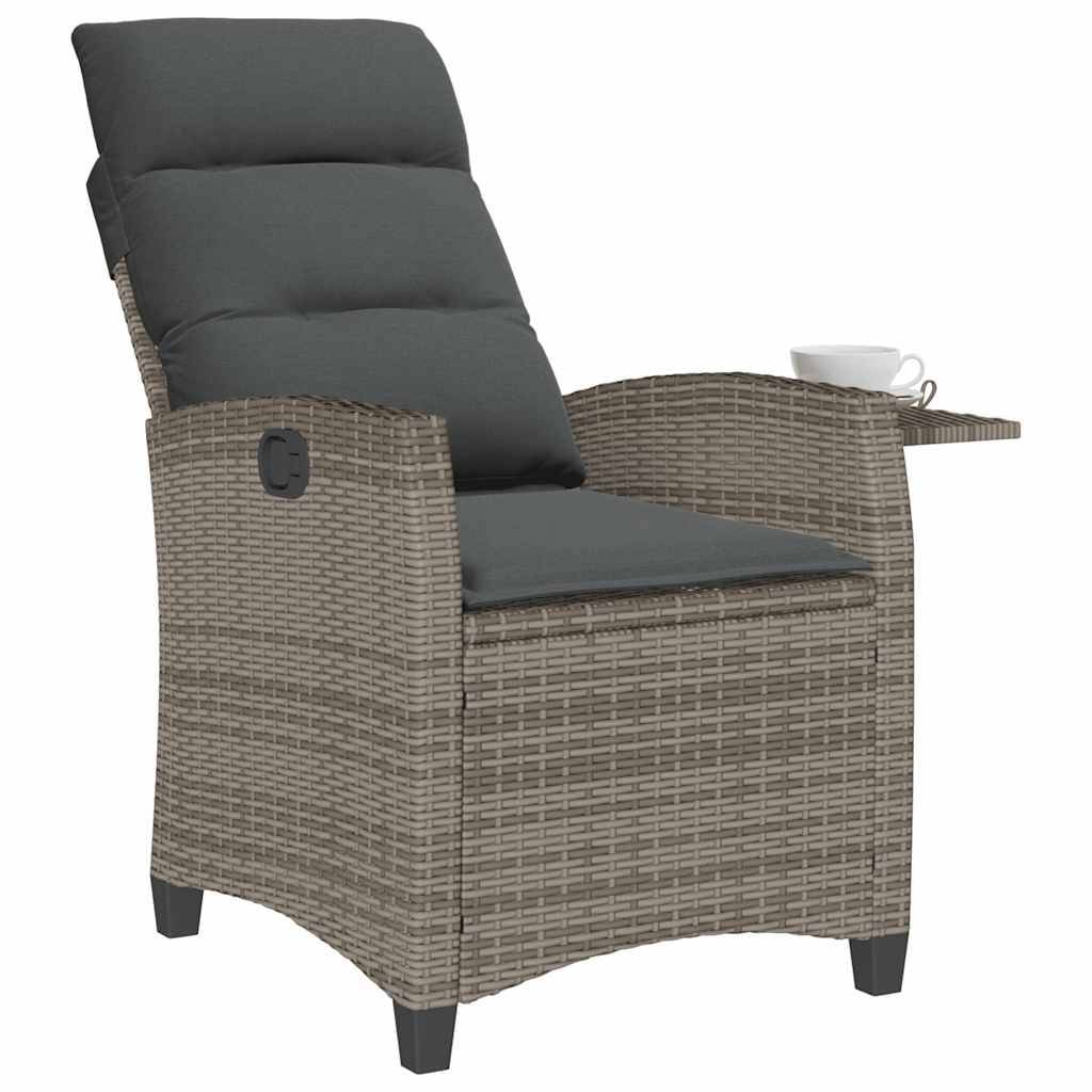 ComfortXL - Fauteuil relax de jardin en résine tressée inclinable avec table d'appoint pour terrasse balcon Gris – ComfortXL Outdoor Living - Image 4