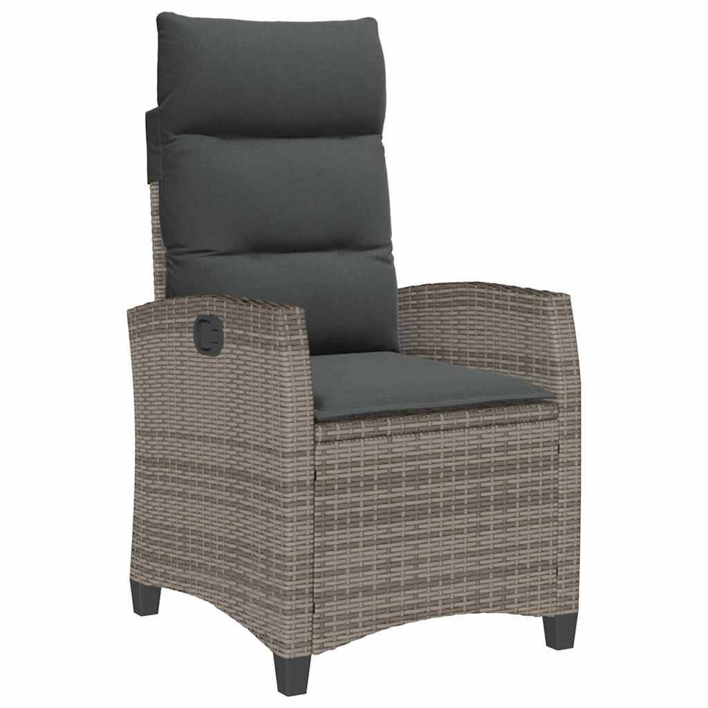ComfortXL - Fauteuil relax de jardin en résine tressée inclinable avec table d'appoint pour terrasse balcon Gris – ComfortXL Outdoor Living - Image 2
