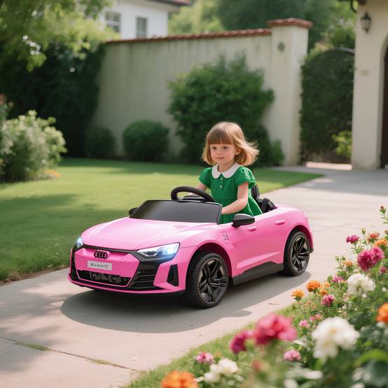 Voiture véhicule électrique enfant 12 V - télécommande parentale - effets sonores, lumineux - Audi RS E-tron GT rose - Image 3