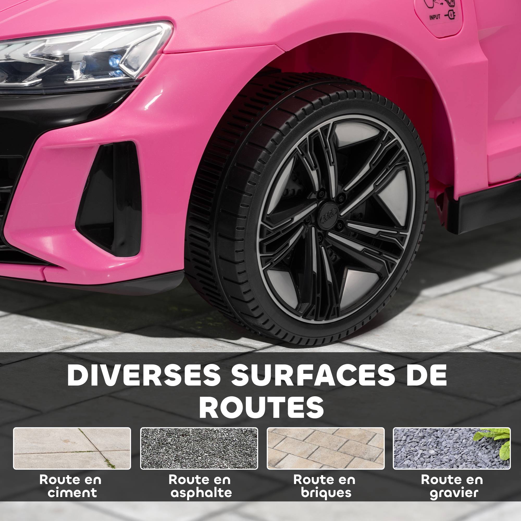 Voiture véhicule électrique enfant 12 V - télécommande parentale - effets sonores, lumineux - Audi RS E-tron GT rose - Image 10