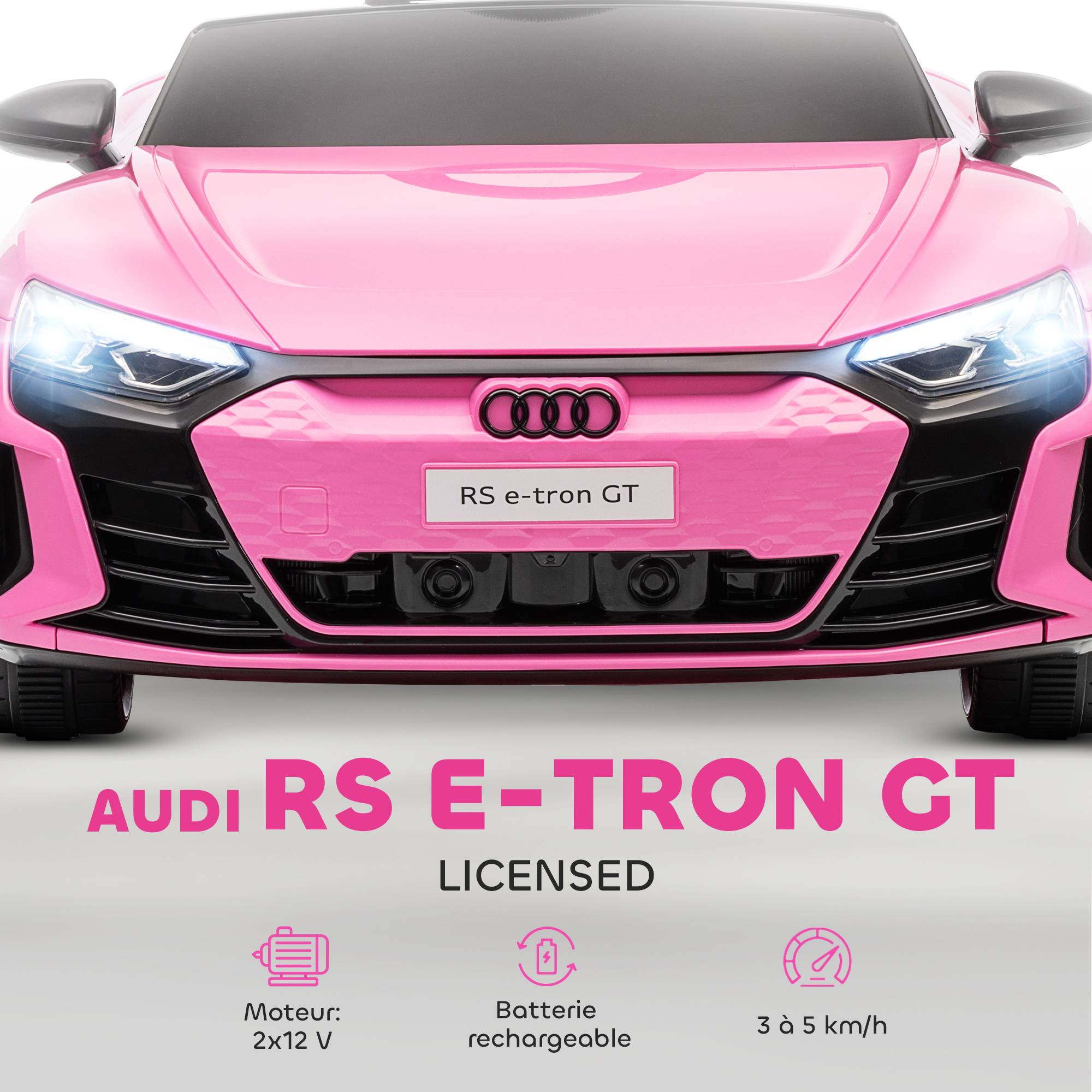 Voiture véhicule électrique enfant 12 V - télécommande parentale - effets sonores, lumineux - Audi RS E-tron GT rose - Image 6