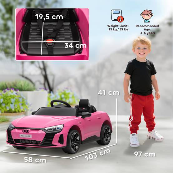 Voiture véhicule électrique enfant 12 V - télécommande parentale - effets sonores, lumineux - Audi RS E-tron GT rose - Image 5