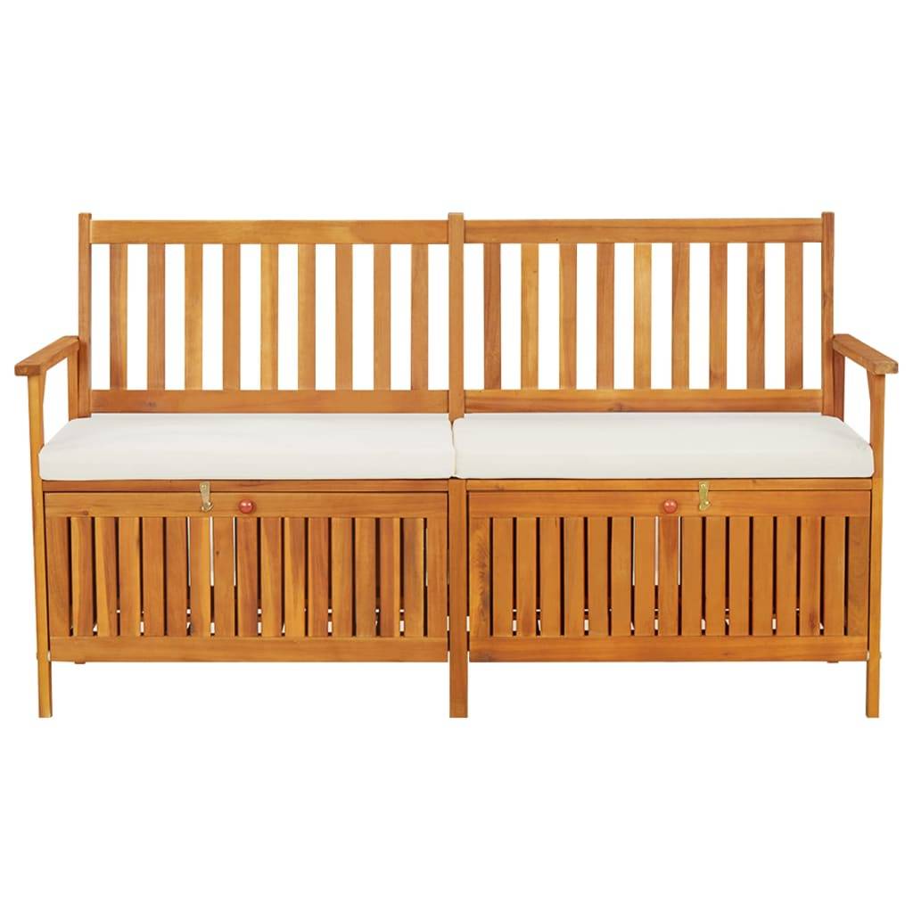 Helloshop26 - Banc de jardin meuble de patio d'extérieur terrasse de rangement avec coussin 170 x 63 x 84 cm bois d'acacia solide - Image 2
