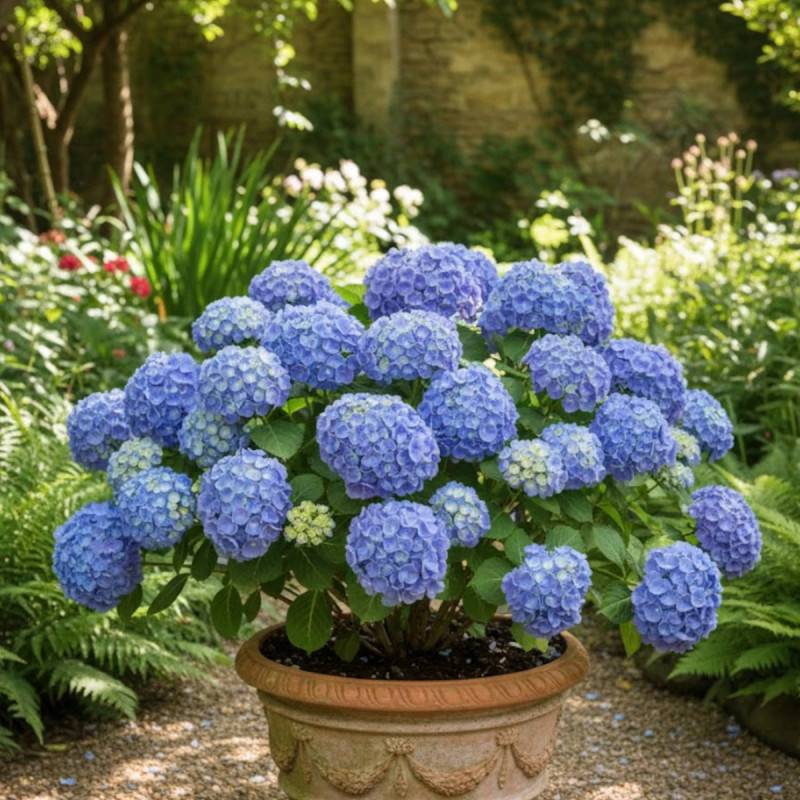 Hortensia Bodensee, Hydrangea macrophylla à fleurs Bleue - feuillage Caduc - Godet - 5/20 cm-  hauteur à maturité De 1,00 m à 1,50 m - Image 4