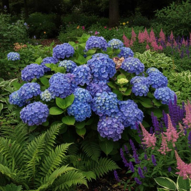 Hortensia Bodensee, Hydrangea macrophylla à fleurs Bleue - feuillage Caduc - Godet - 5/20 cm-  hauteur à maturité De 1,00 m à 1,50 m - Image 2