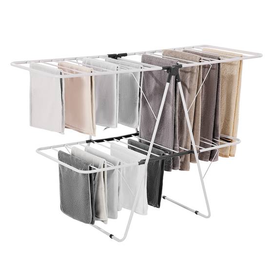 VEVOR Étendoir à Linge Pliable 2 Niveaux avec Pinces à Chaussettes 31 Tiges - Image 1