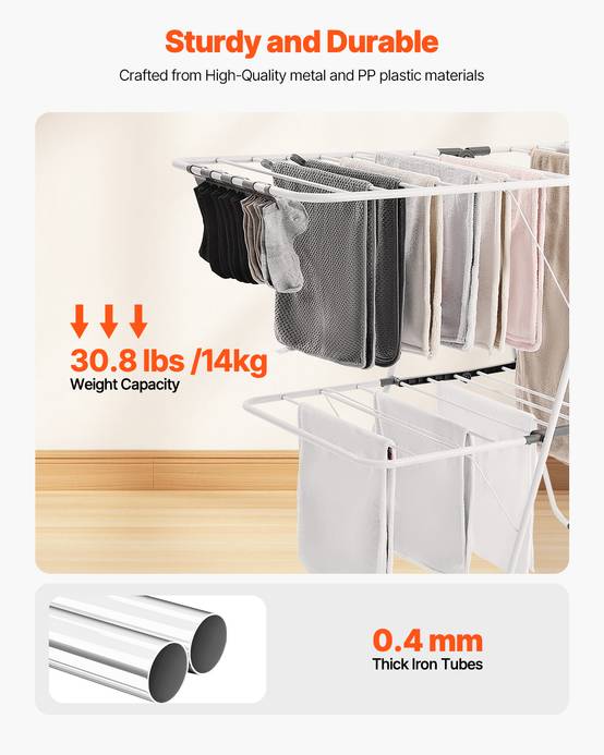 VEVOR Étendoir à Linge Pliable 2 Niveaux avec Pinces à Chaussettes 31 Tiges - Image 3