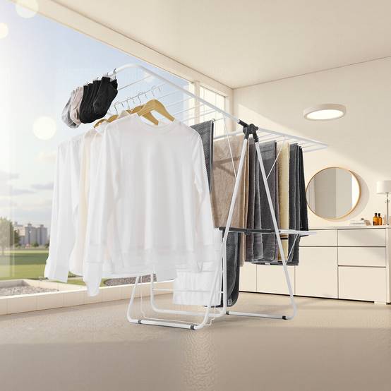VEVOR Étendoir à Linge Pliable 2 Niveaux avec Pinces à Chaussettes 31 Tiges - Image 8