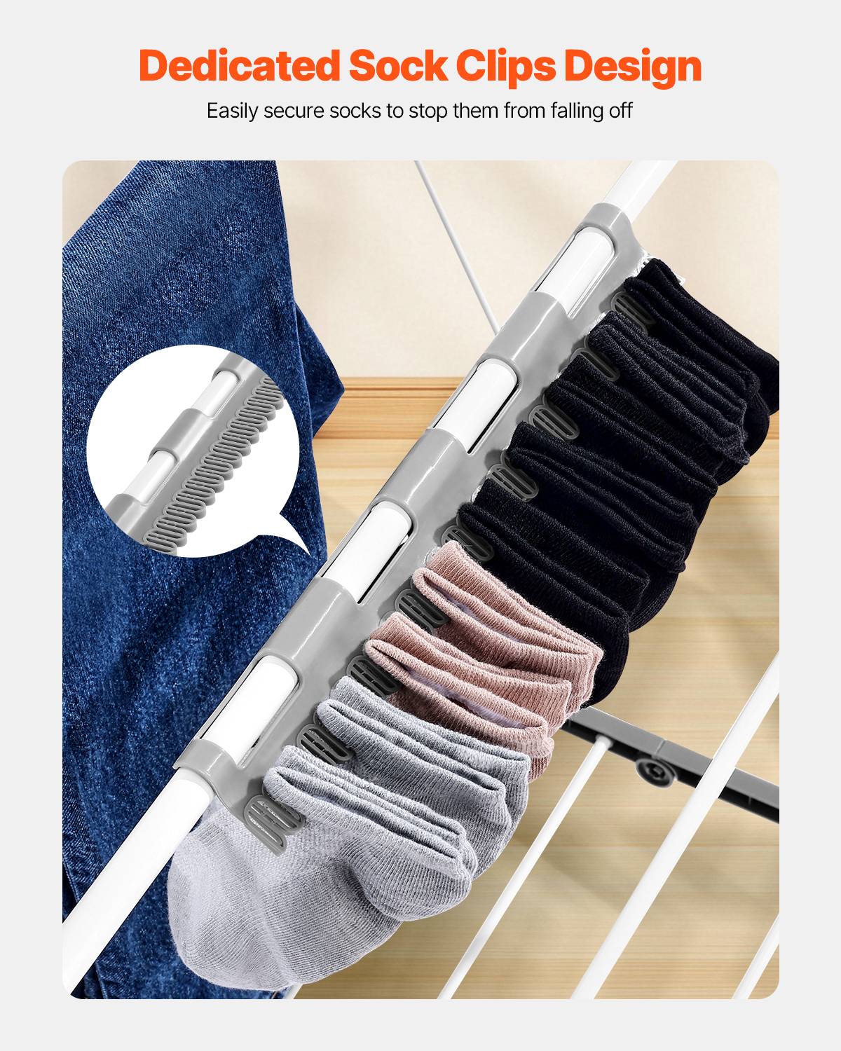 VEVOR Étendoir à Linge Pliable 2 Niveaux avec Pinces à Chaussettes 31 Tiges - Image 5