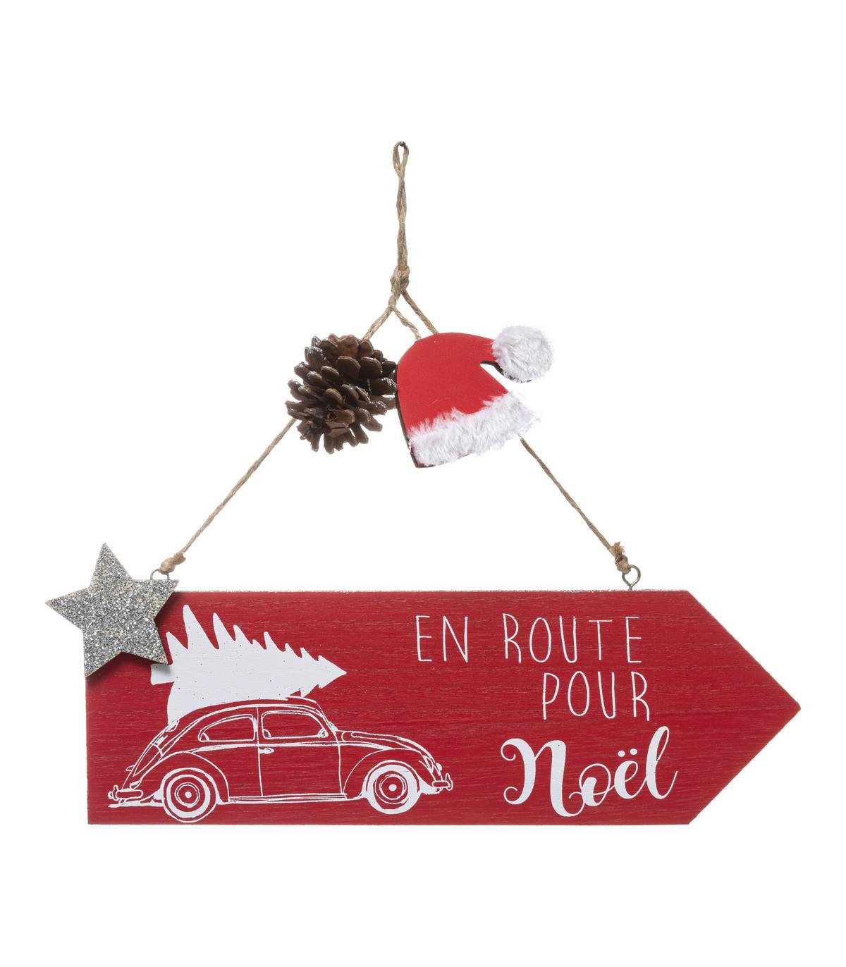 Fééric Lights & Christmas - Déco de Noël Pancarte murale EN ROUTE POUR NOËL L 29 cm - Image 1