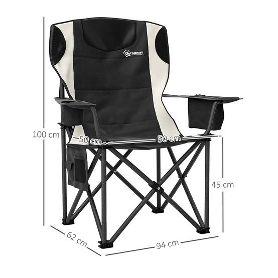 Lot 2 Chaises Pliantes Métal Camping Extérieur Sièges Rembourrés 94x62x100cm Noir - ComfortXL Outdoor Living - Image 5