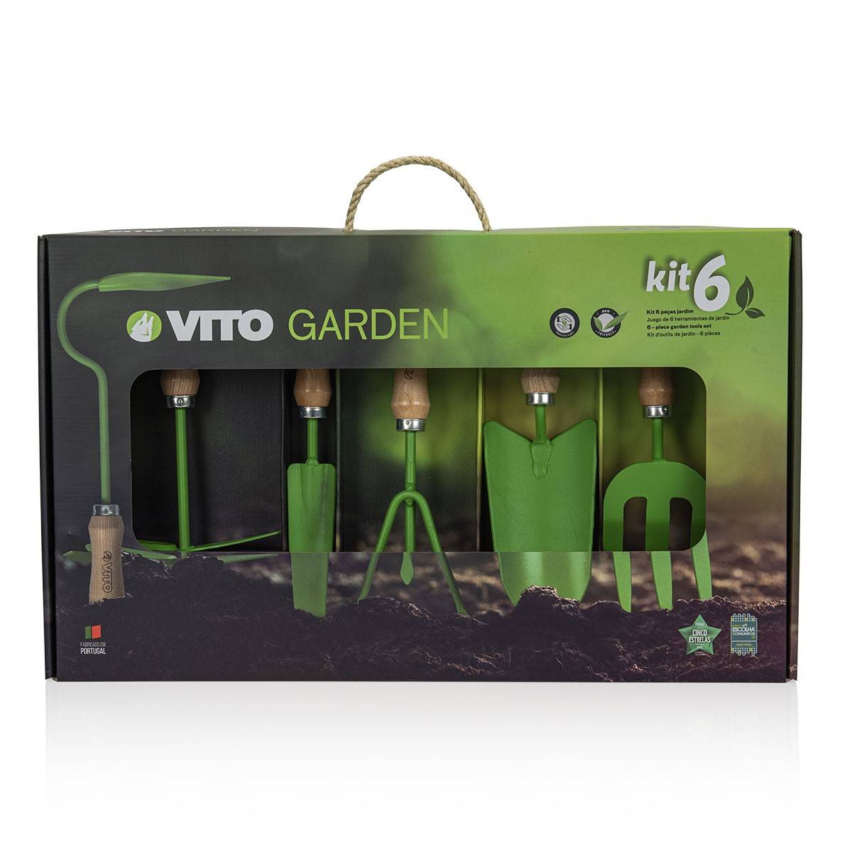 Kit 6 outils de jardin Kit jardinier Acier S235 Manche en bois de hêtre VITO - Image 3