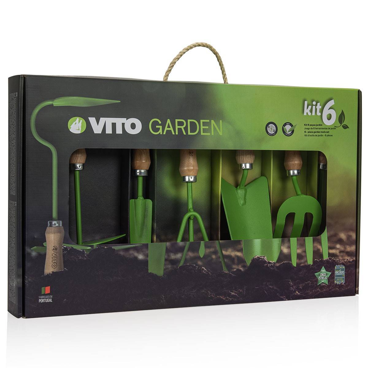 Kit 6 outils de jardin Kit jardinier Acier S235 Manche en bois de hêtre VITO - Image 2