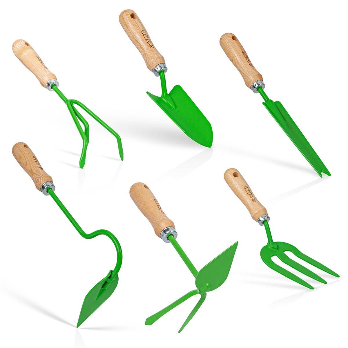 Kit 6 outils de jardin Kit jardinier Acier S235 Manche en bois de hêtre VITO - Image 1
