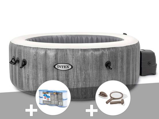 Kit spa gonflable Intex PureSpa Baltik rond Bulles 4 places + 6 filtres + Kit d'entretien
