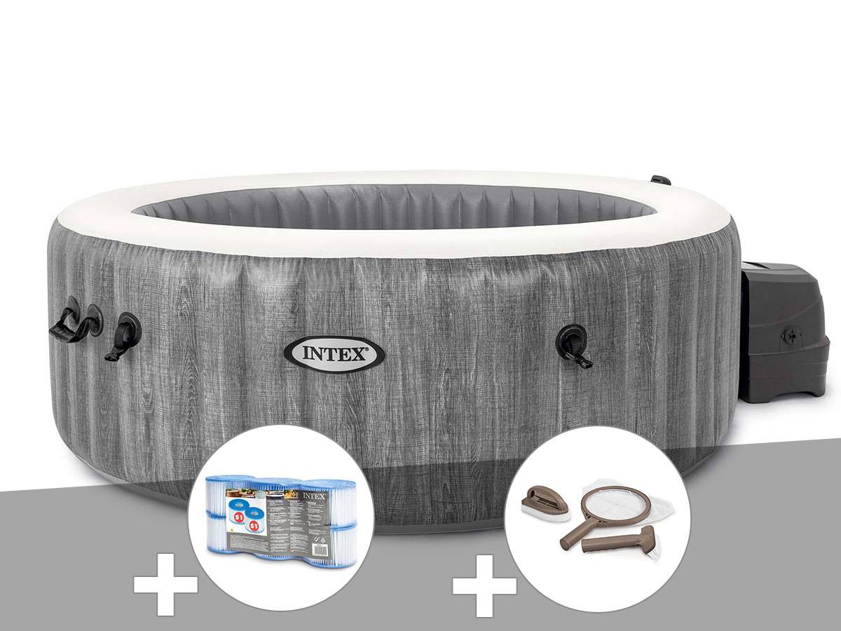 Kit spa gonflable Intex PureSpa Baltik rond Bulles 4 places + 6 filtres + Kit d'entretien