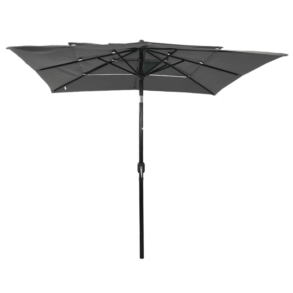 Helloshop26 - Parasol à 3 niveaux avec mât en aluminium 2,5 x 2,5 m anthracite - Image 2