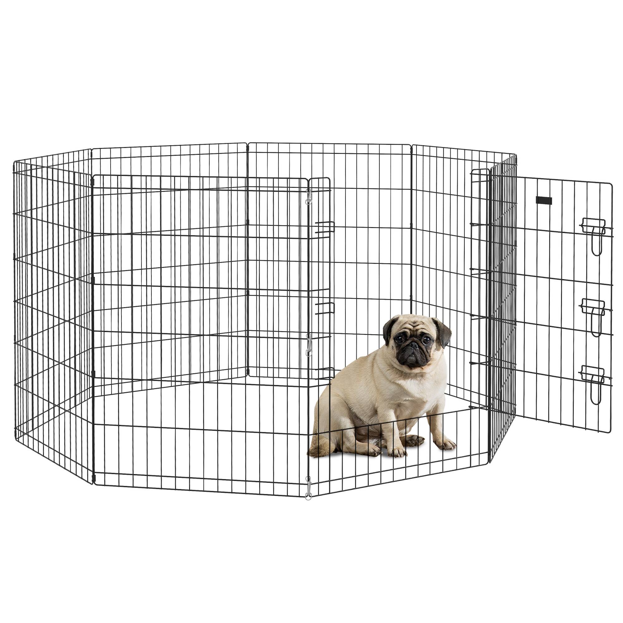 Parc enclos modulable pour chiens lapins rongeurs clôture pour petits animaux intérieur et extérieur 61 x 91 cm noir - Image 1