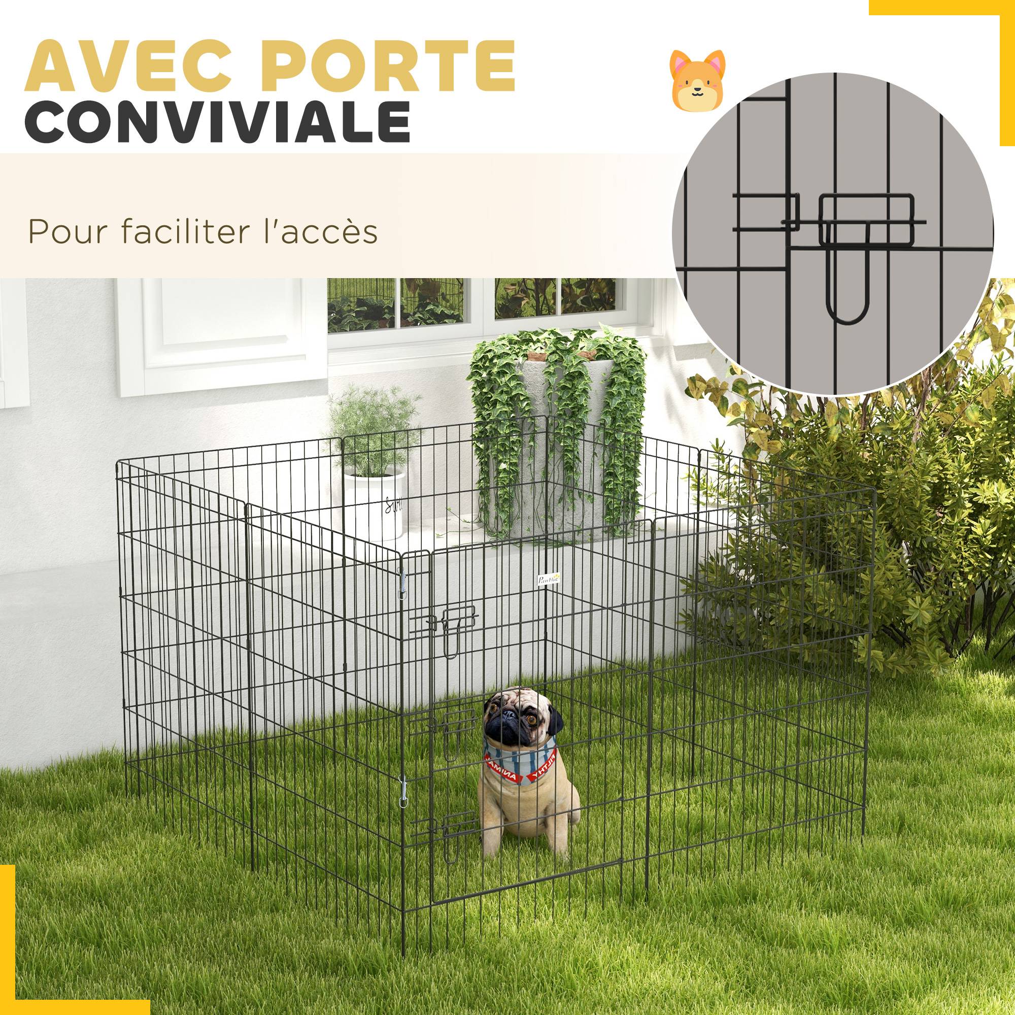 Parc enclos modulable pour chiens lapins rongeurs clôture pour petits animaux intérieur et extérieur 61 x 91 cm noir - Image 9
