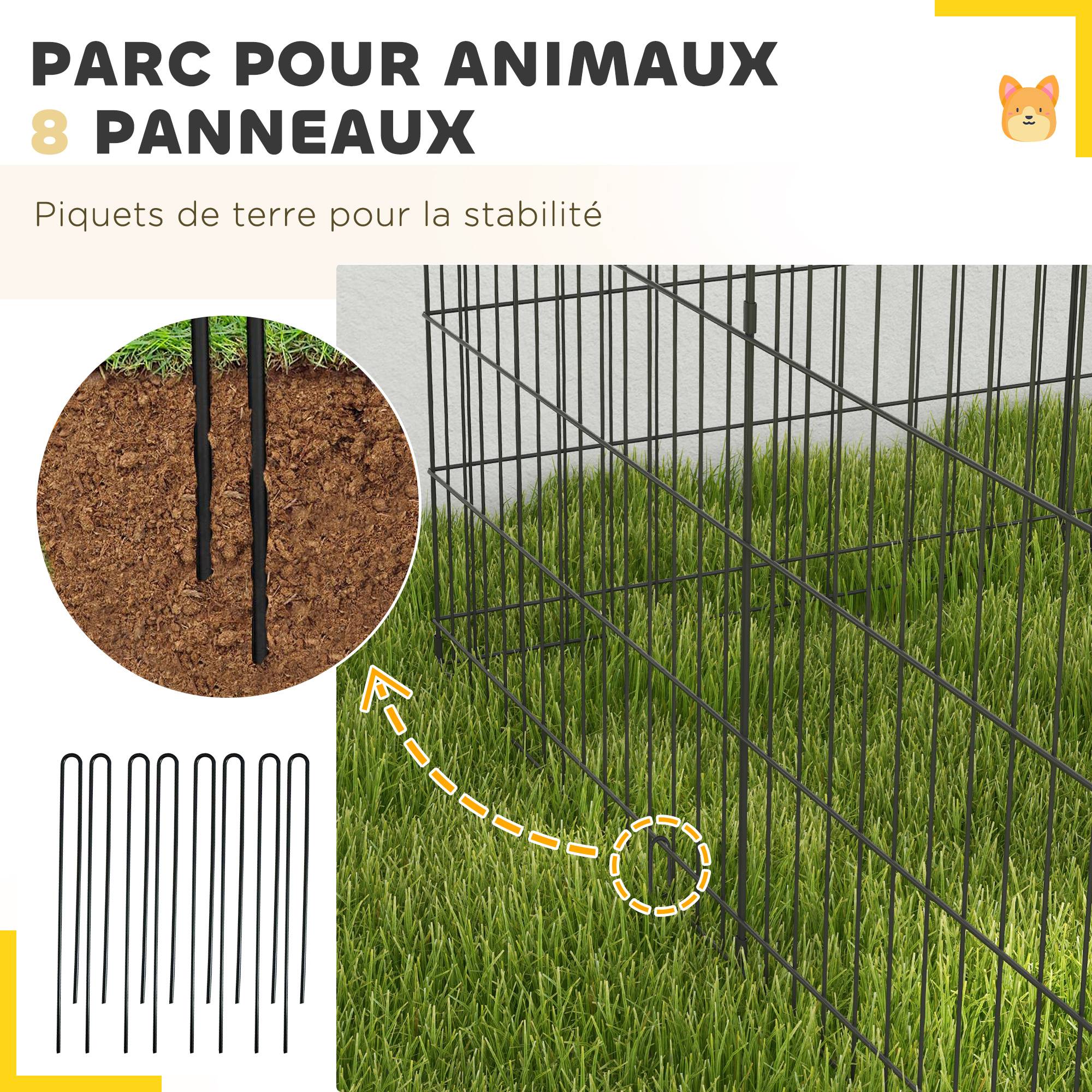 Parc enclos modulable pour chiens lapins rongeurs clôture pour petits animaux intérieur et extérieur 61 x 91 cm noir - Image 8