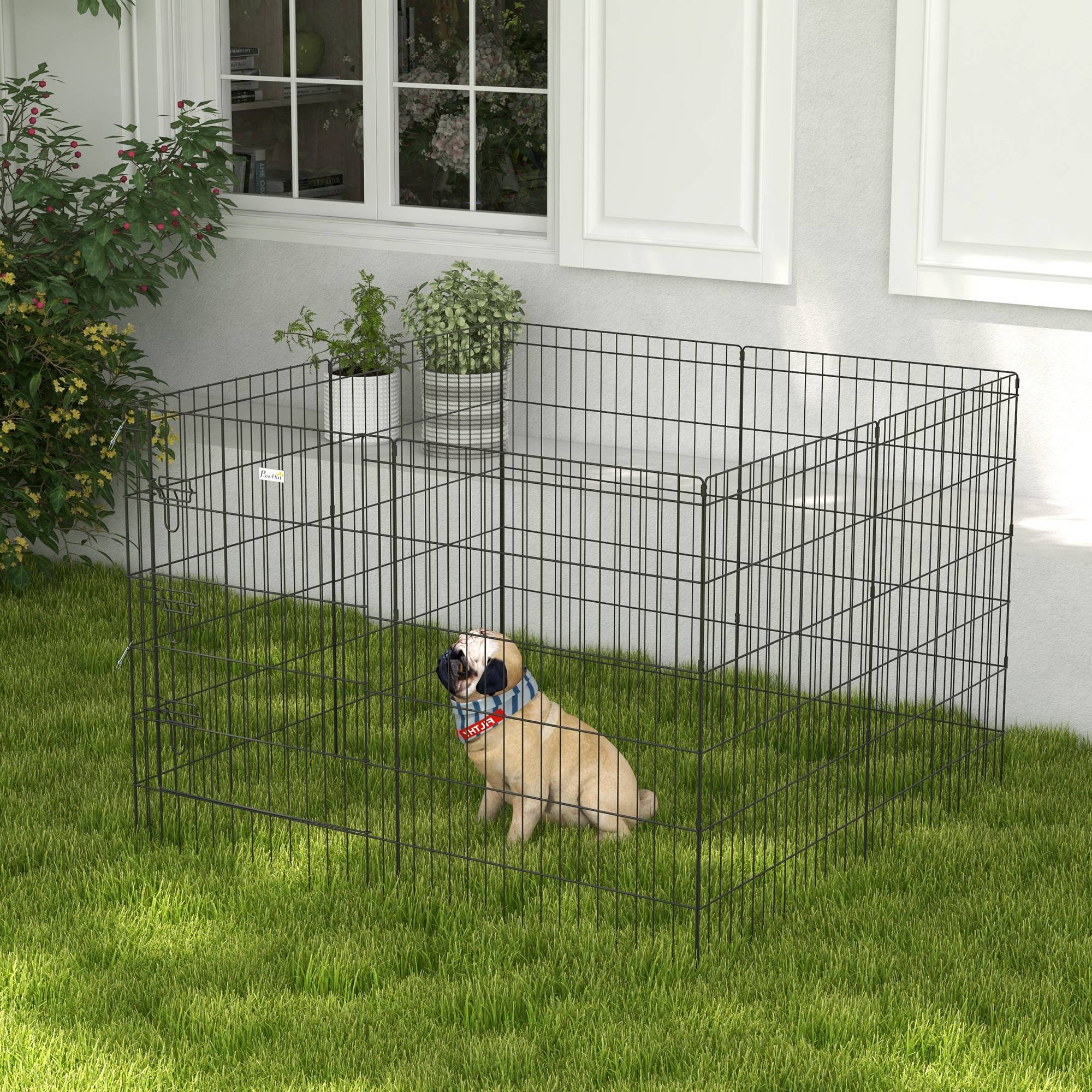 Parc enclos modulable pour chiens lapins rongeurs clôture pour petits animaux intérieur et extérieur 61 x 91 cm noir - Image 3