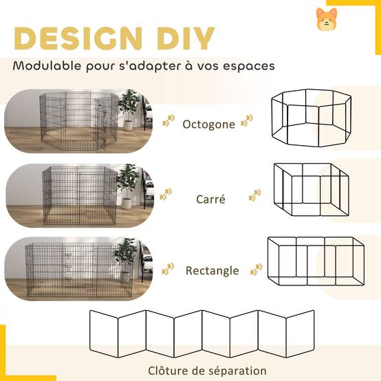 Parc enclos modulable pour chiens lapins rongeurs clôture pour petits animaux intérieur et extérieur 61 x 91 cm noir - Image 6
