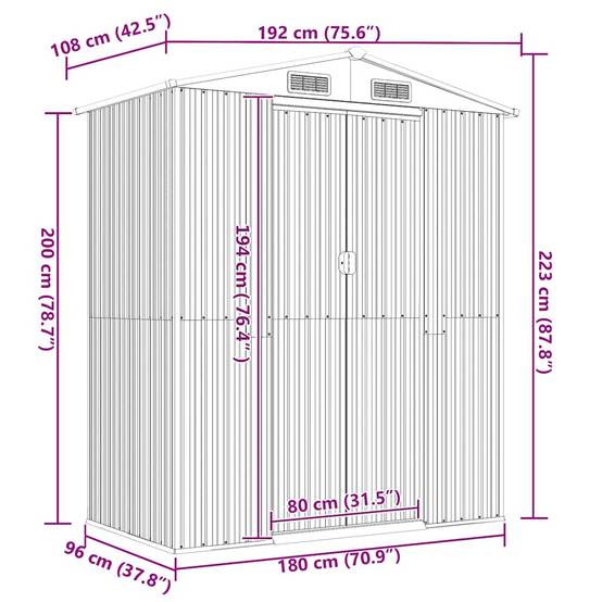 Vidaxl - Abri de jardin Vert 192x108x223 cm Métal galvanisé 6m² vidaXL 319267 - Image 9