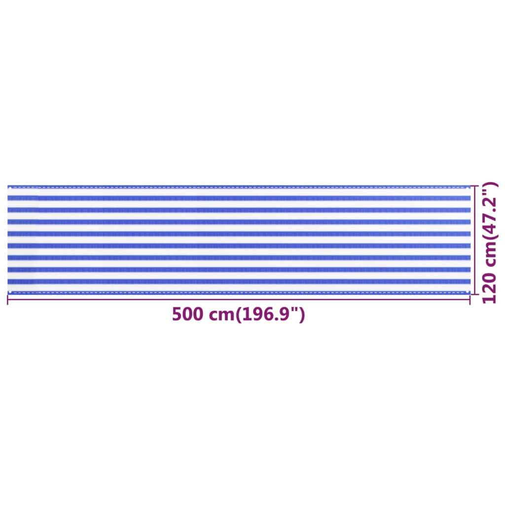 Helloshop26 - Écran de balcon brise pare vue protection confidentialité 120 x 500 cm PEHD bleu et blanc - Image 5