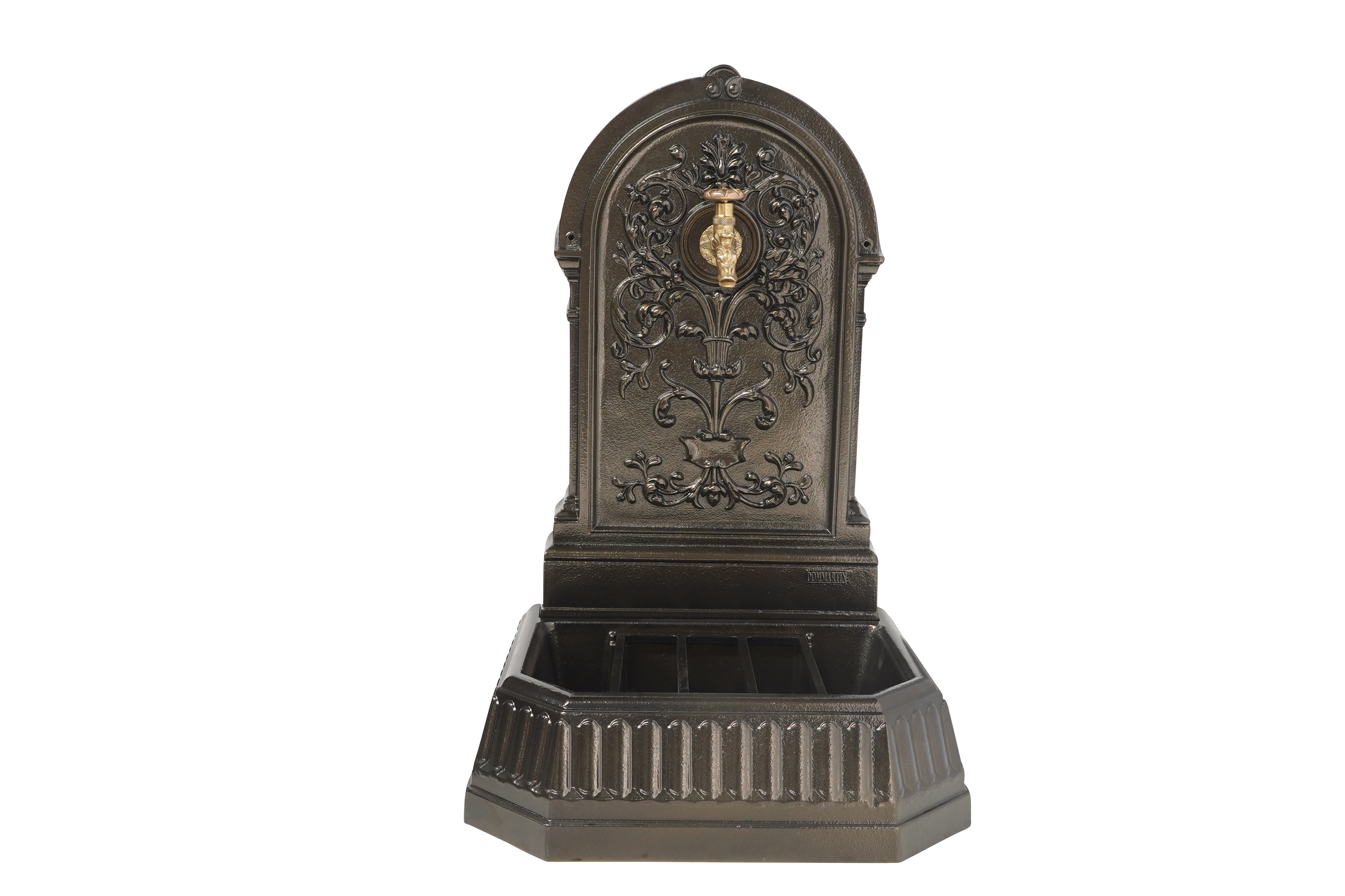 Fontaine florale Dommartin vieux bronze avec robinet colvert H.87 - Image 1