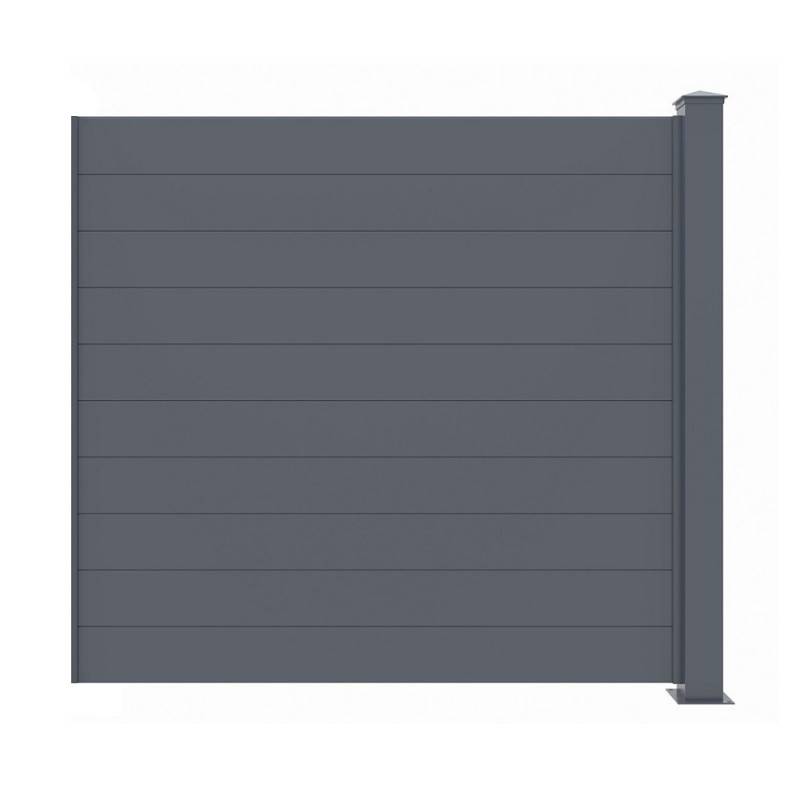 X-Metal - Clôture aluminium anthracite 190x166 cm avec poteau X-Metal - Image 1