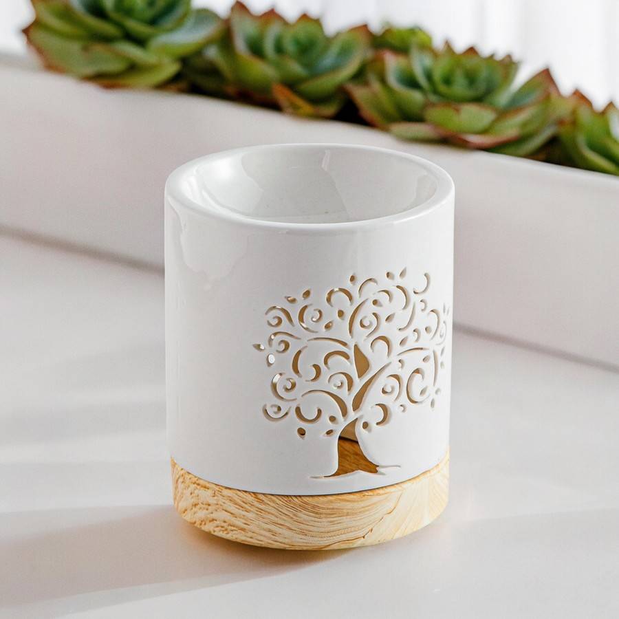 Brûle-Parfum Céramy Life Tree 50 ml - Brûleur Cire Fondant - Objet Artisanal Porte-Bonheur - Déco Cadeau - H 10,5 cm - Zen'Arôme - Image 3