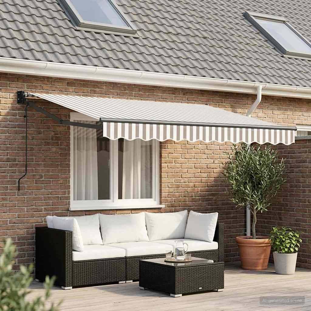 PANGIVO - Auvent rétractable polyester et métal gris clair et blanc 350 x 250 cm, 20.27kg - PANGIVO - Image 1