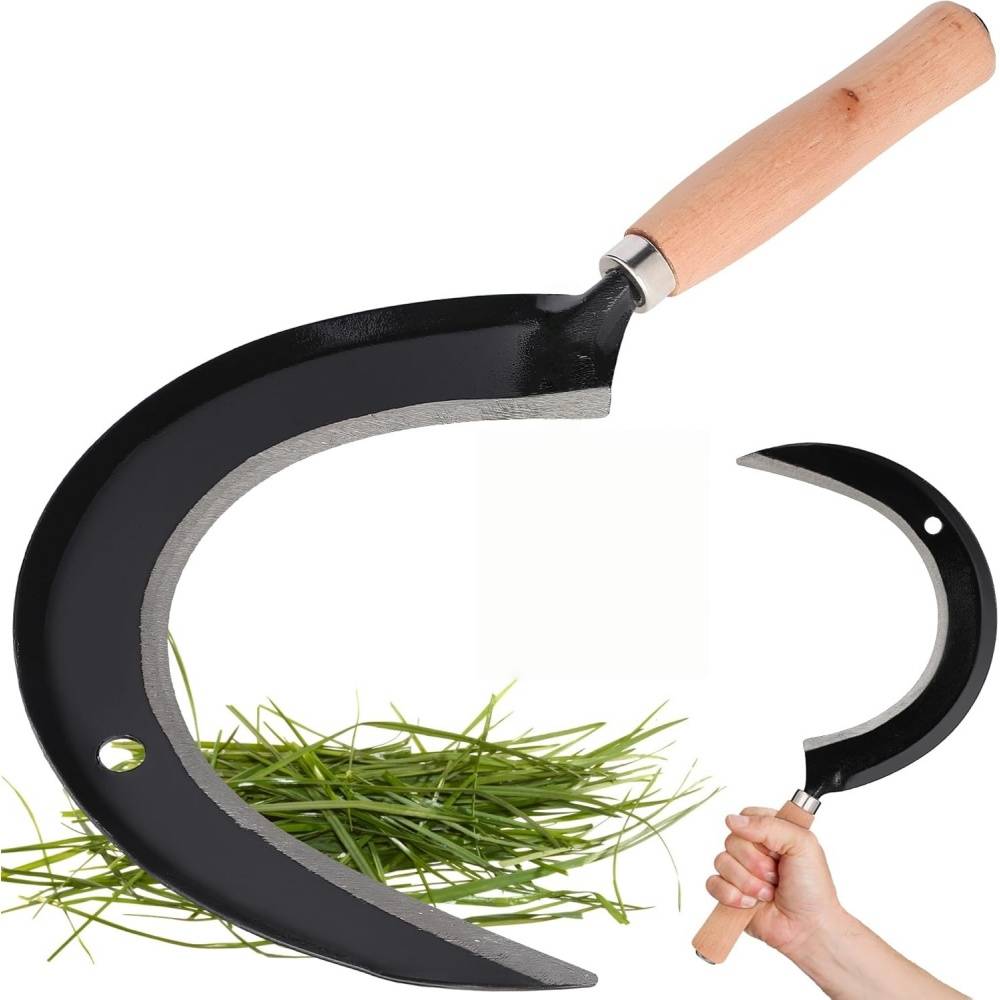 Faucille Jardin 23cm Lame Acier Manche Bois pour Désherbage - Living123