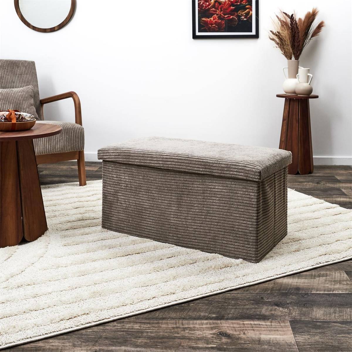 The Home Deco Factory - Coffre banc pliable en velours côtelé Scott - Image 6