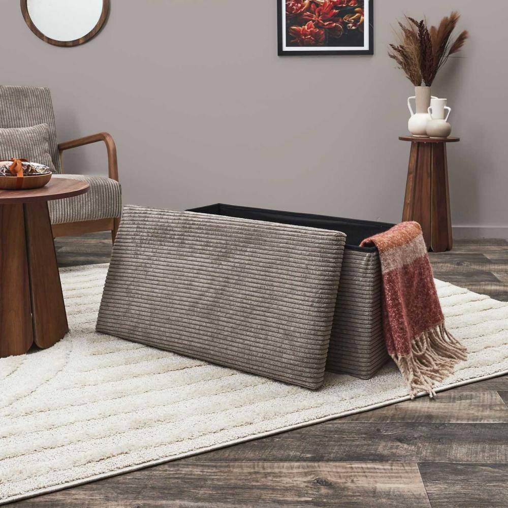 The Home Deco Factory - Coffre banc pliable en velours côtelé Scott - Image 2