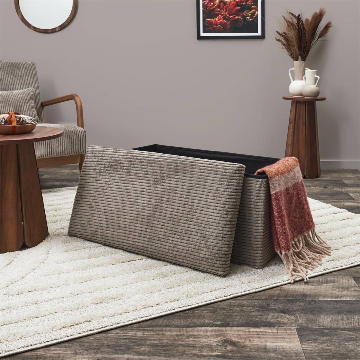 The Home Deco Factory - Coffre banc pliable en velours côtelé Scott - Image 7