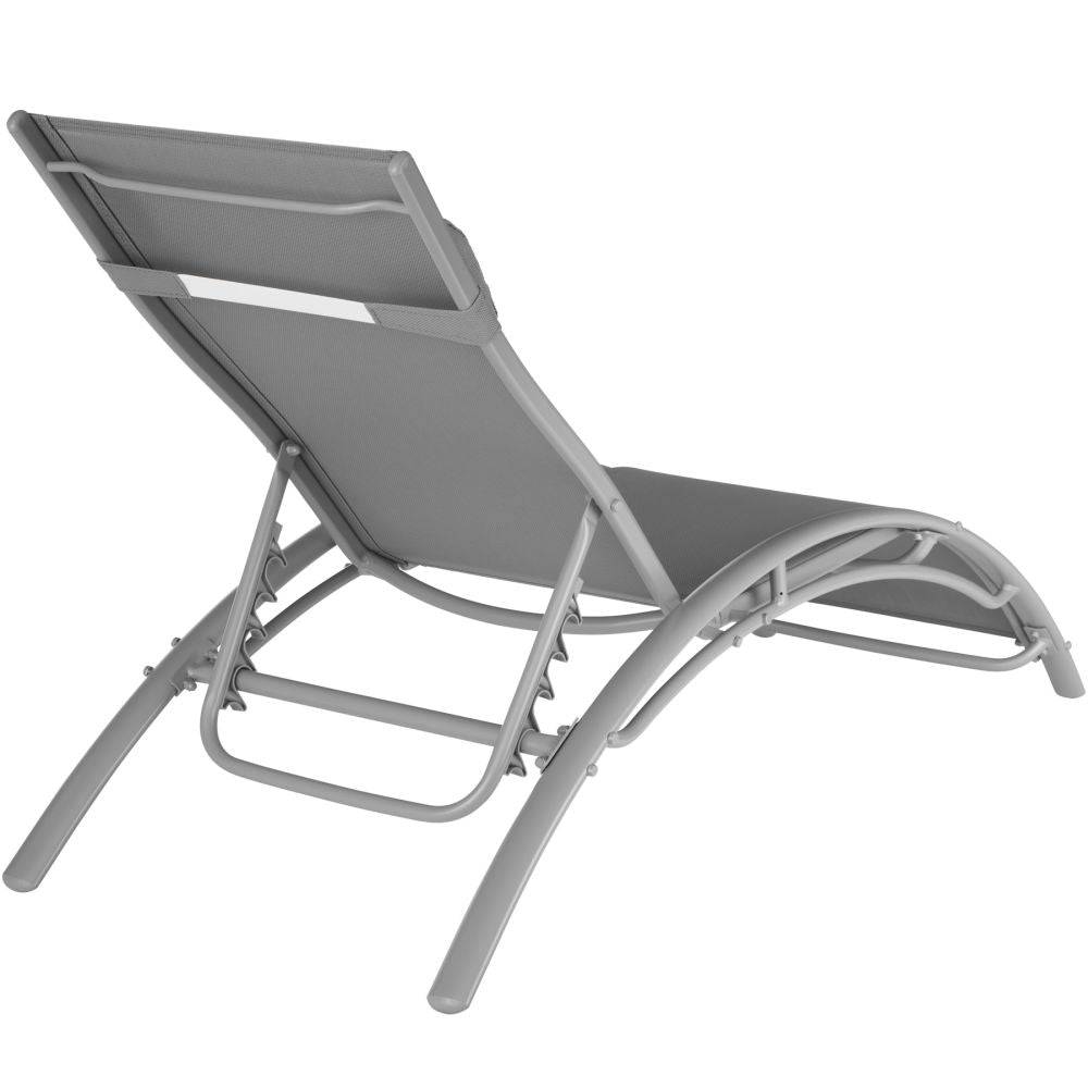 Helloshop26 - Lot de 2 transats bain de soleil avec coussin de tête gris - Image 2