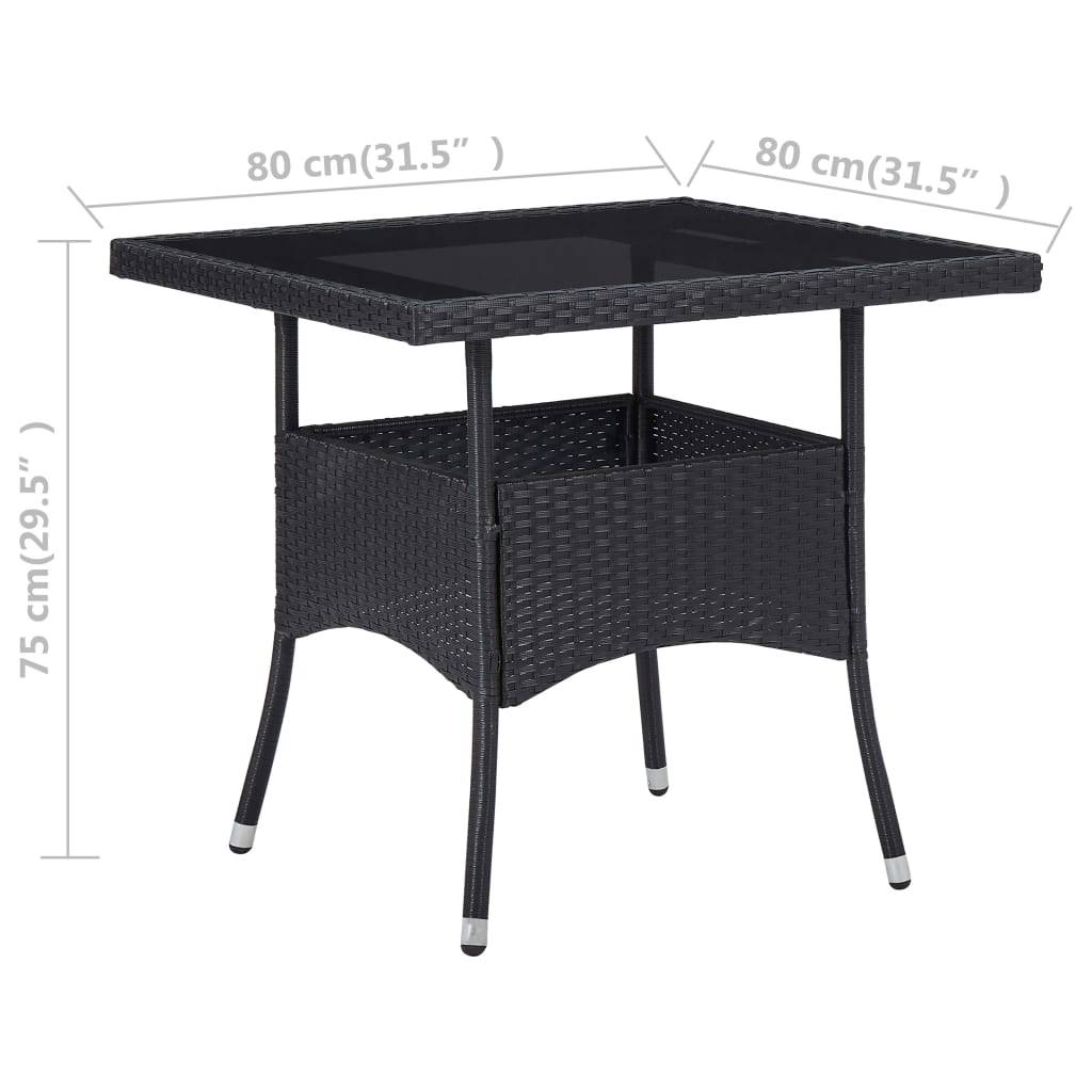 Vidaxl - Table à dîner d'extérieur Noir Résine tressée et verre vidaXL 46177 - Image 3