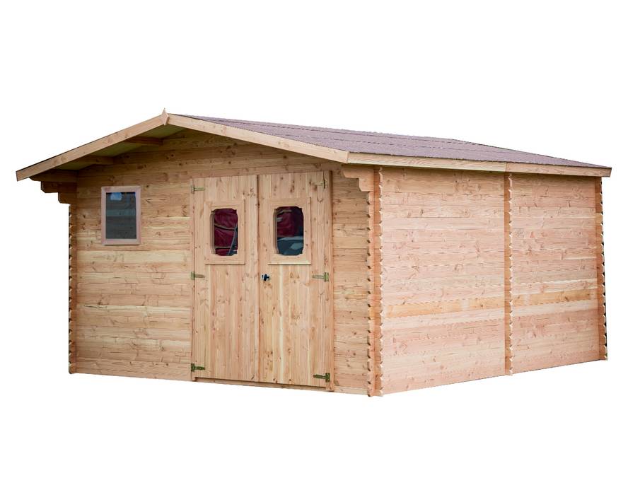 Habrita - Abri DOMMAR Douglas madriers 28 mm - 23,14 m² - sans plancher - toit double pente Habrita - Image 1