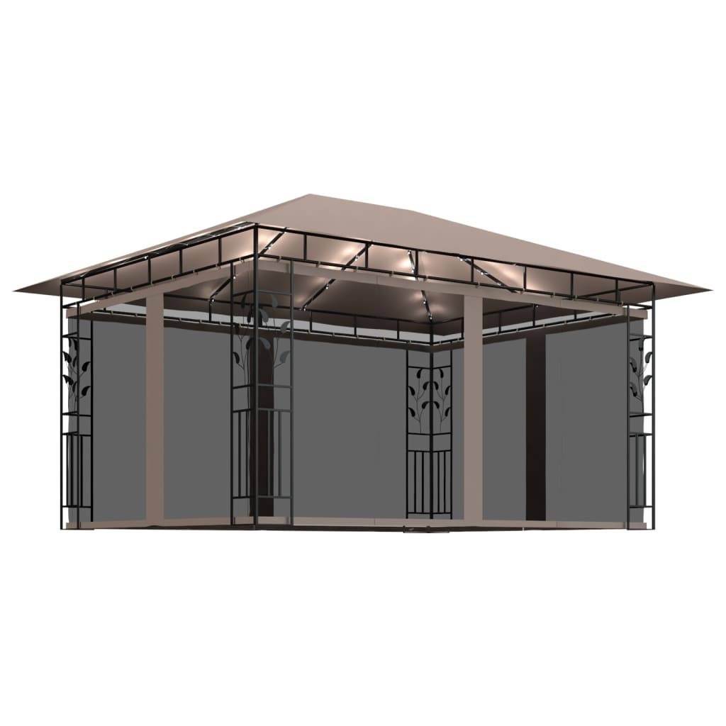 ComfortXL - Tonnelle d'Extérieur Acier avec Moustiquaire et Éclairage LED Solaire Taupe 4x3 m – ComfortXL Outdoor Living - Image 2