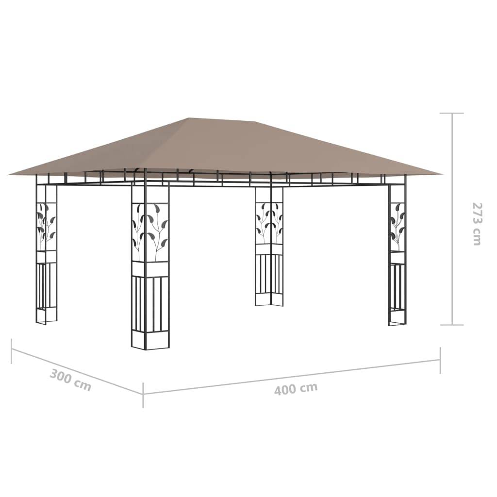 ComfortXL - Tonnelle d'Extérieur Acier avec Moustiquaire et Éclairage LED Solaire Taupe 4x3 m – ComfortXL Outdoor Living - Image 5