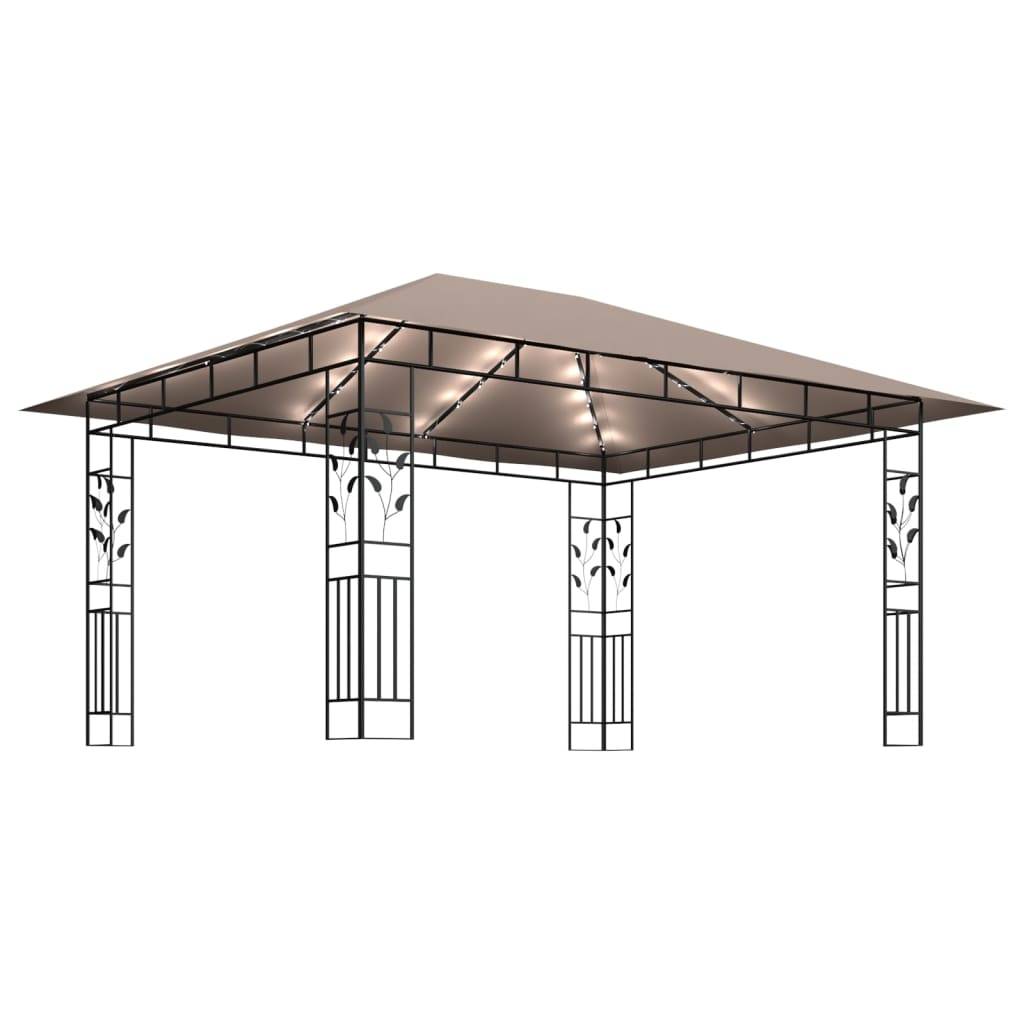 ComfortXL - Tonnelle d'Extérieur Acier avec Moustiquaire et Éclairage LED Solaire Taupe 4x3 m – ComfortXL Outdoor Living - Image 4